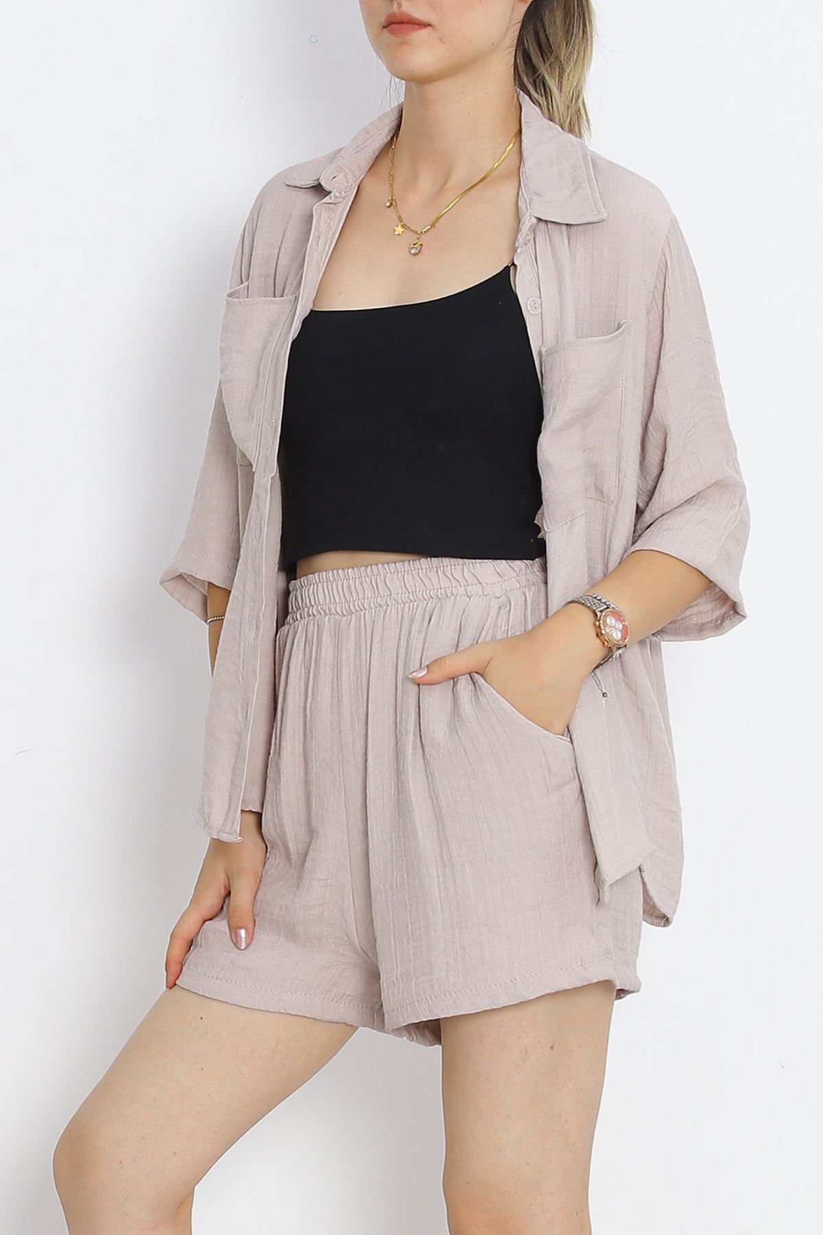 Linen Shorts Set Beige - 1009.1247.