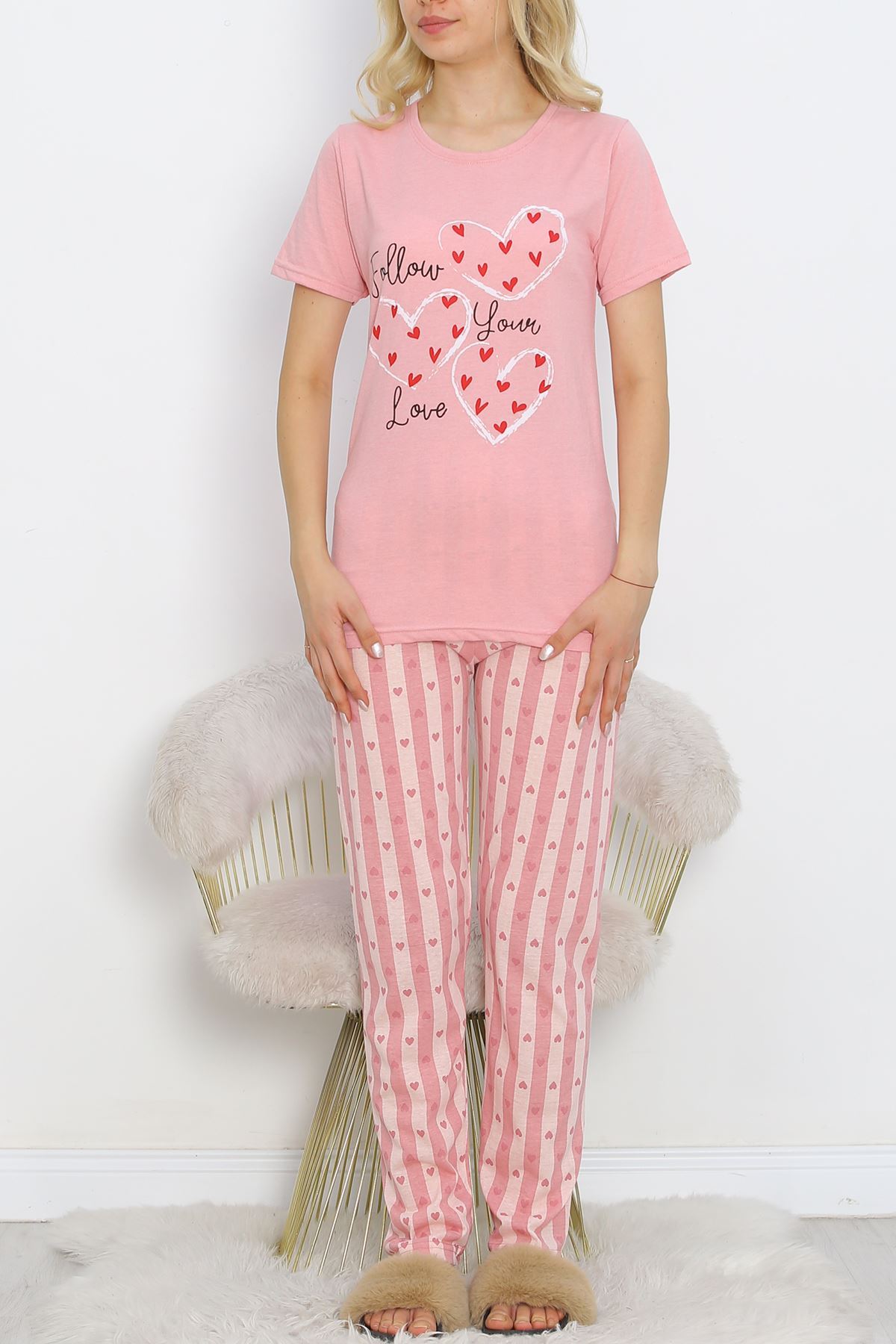 Patterned Pajama Set Pink - 18735.1567.