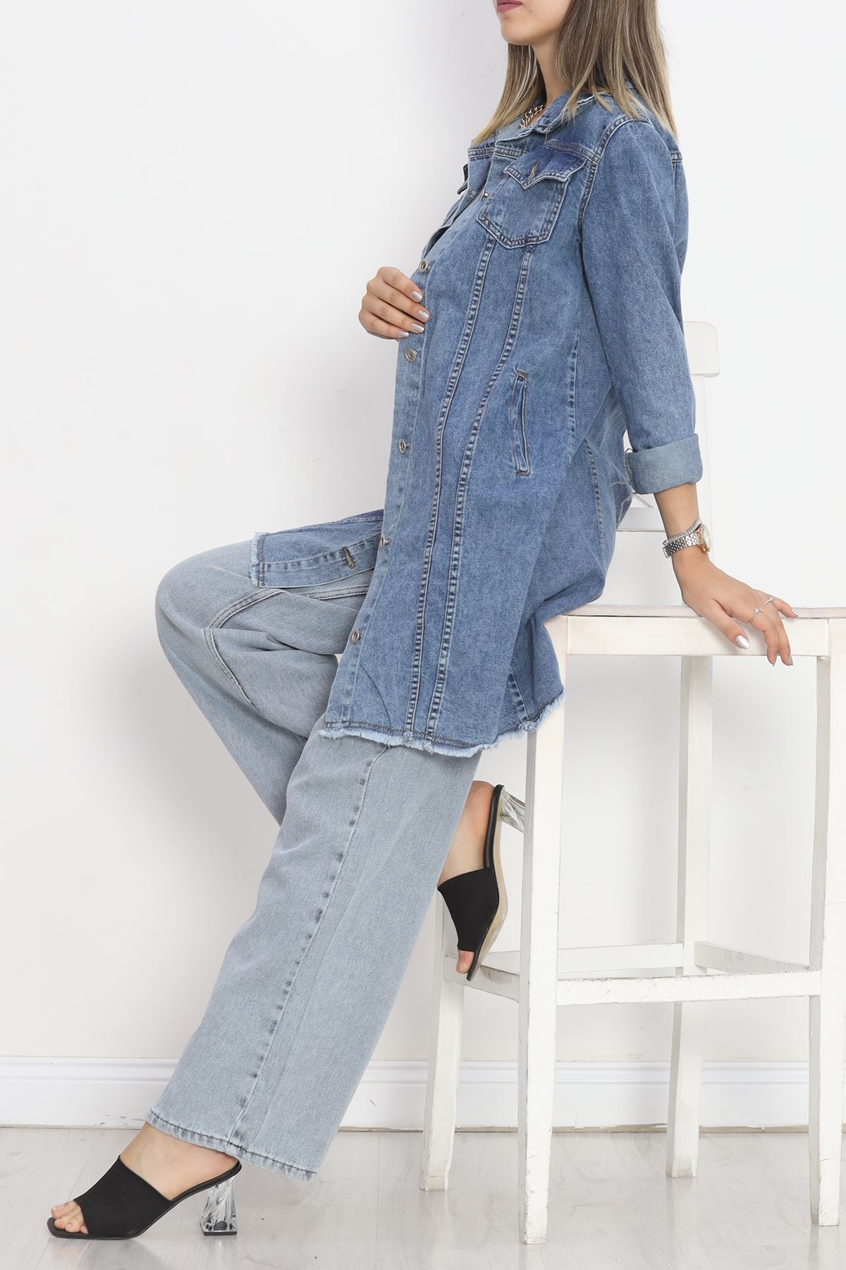 Long Denim Jacket Blue - 20369.1778.