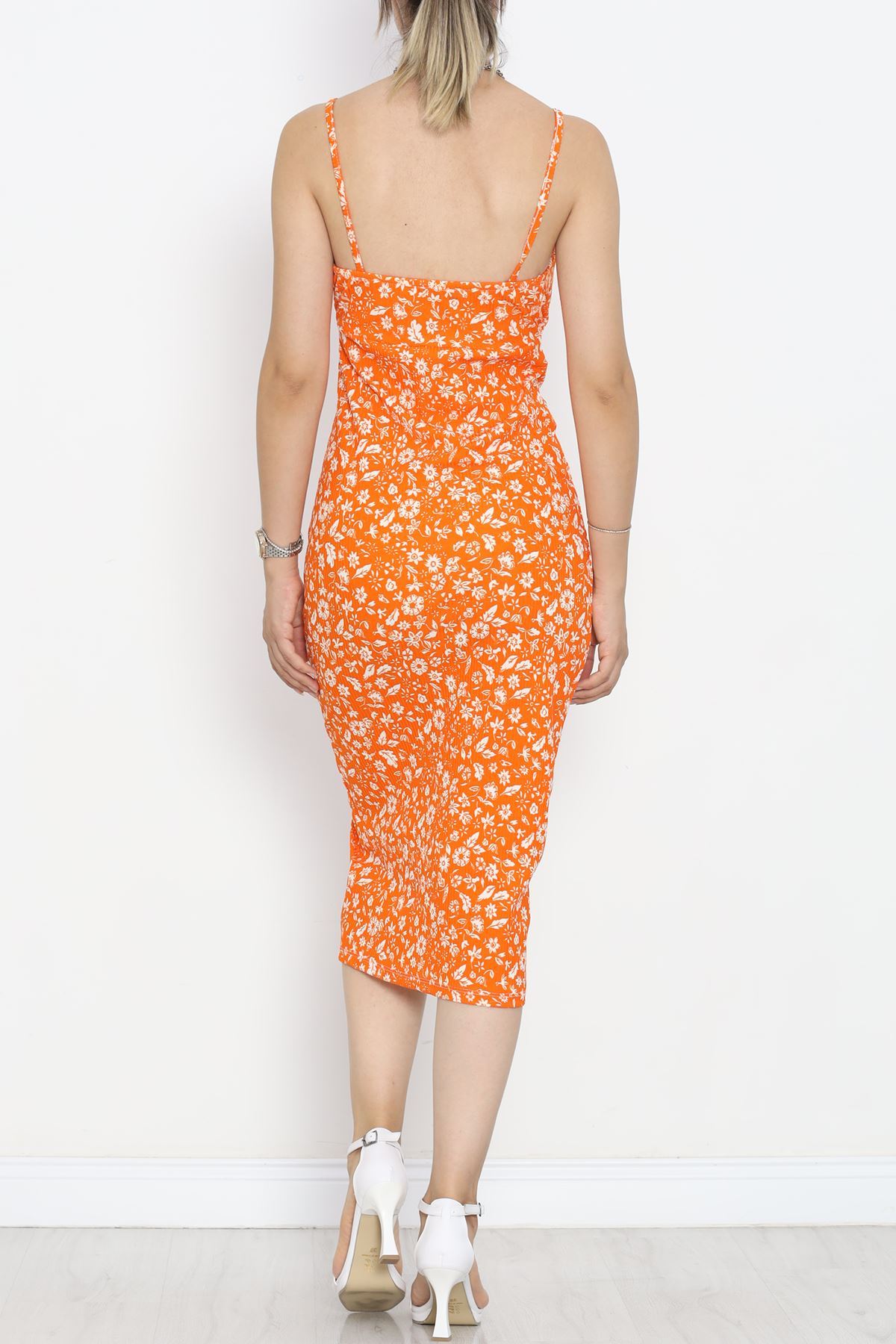 Strappy Patterned Dress Orange Floral - 650.1247.