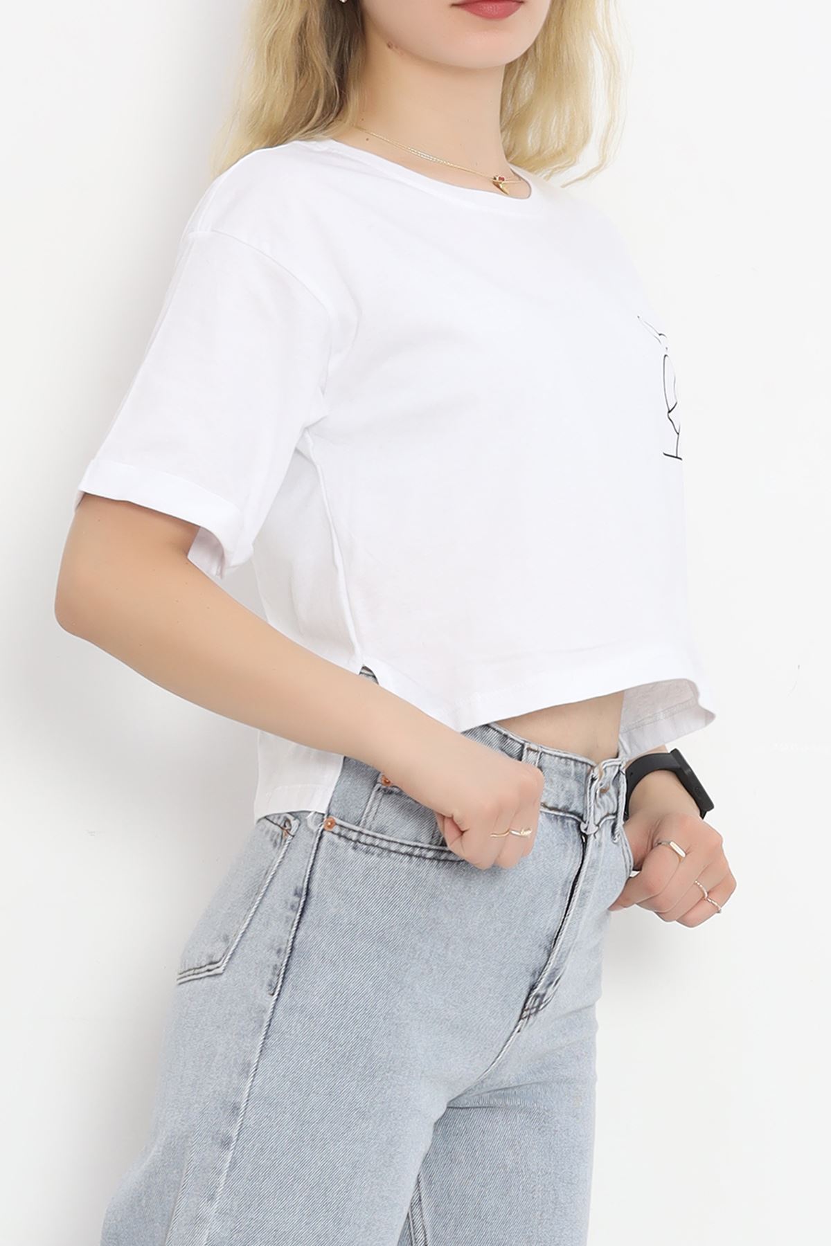 Printed Crop T-shirt White - 16491.1567.