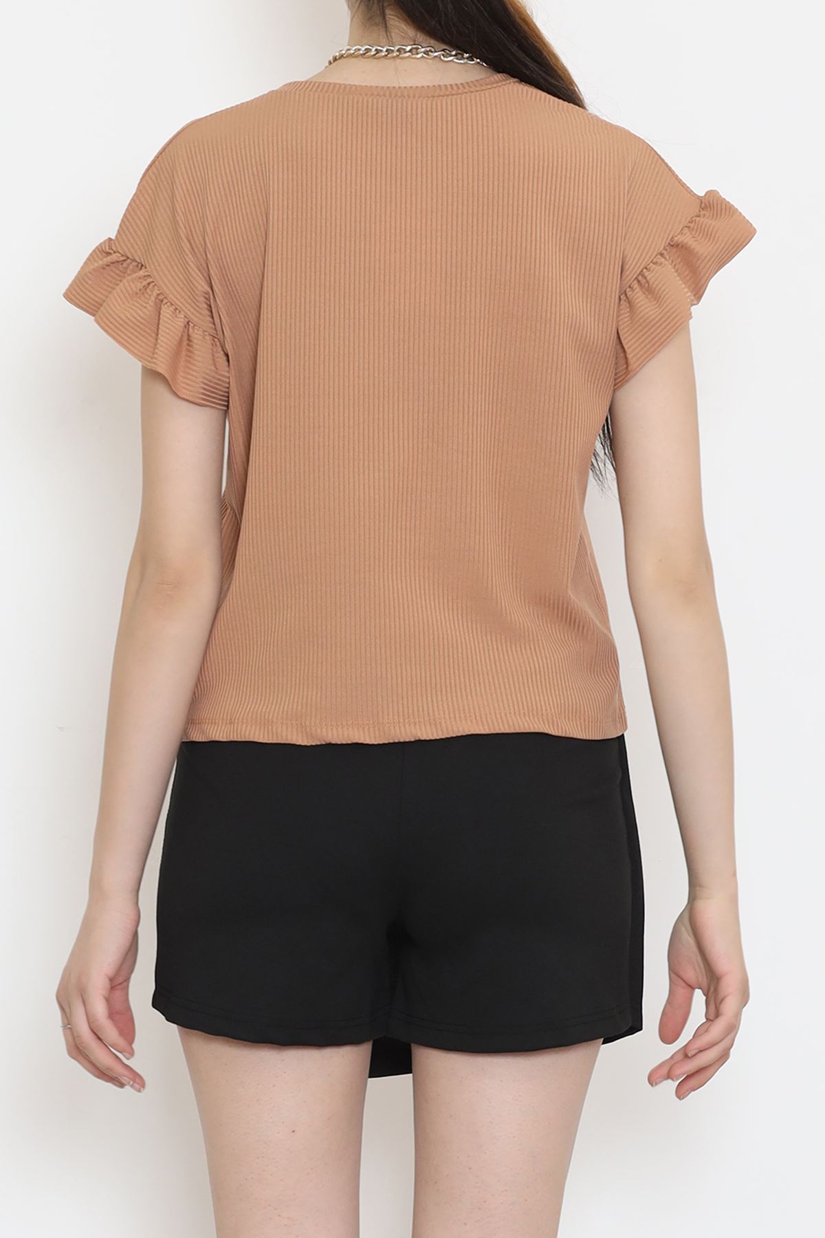 Sleeve Ruffled Camisole Blouse Coffee - 5042.1234.