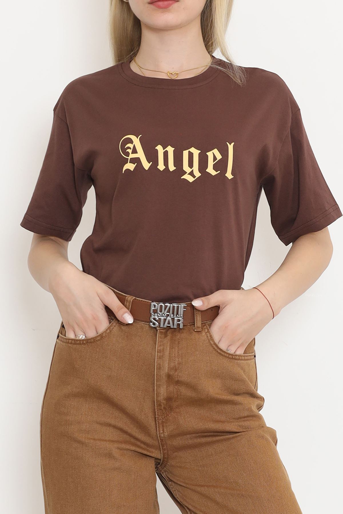 Printed Crop T-shirt Coffee - 16474.1567.