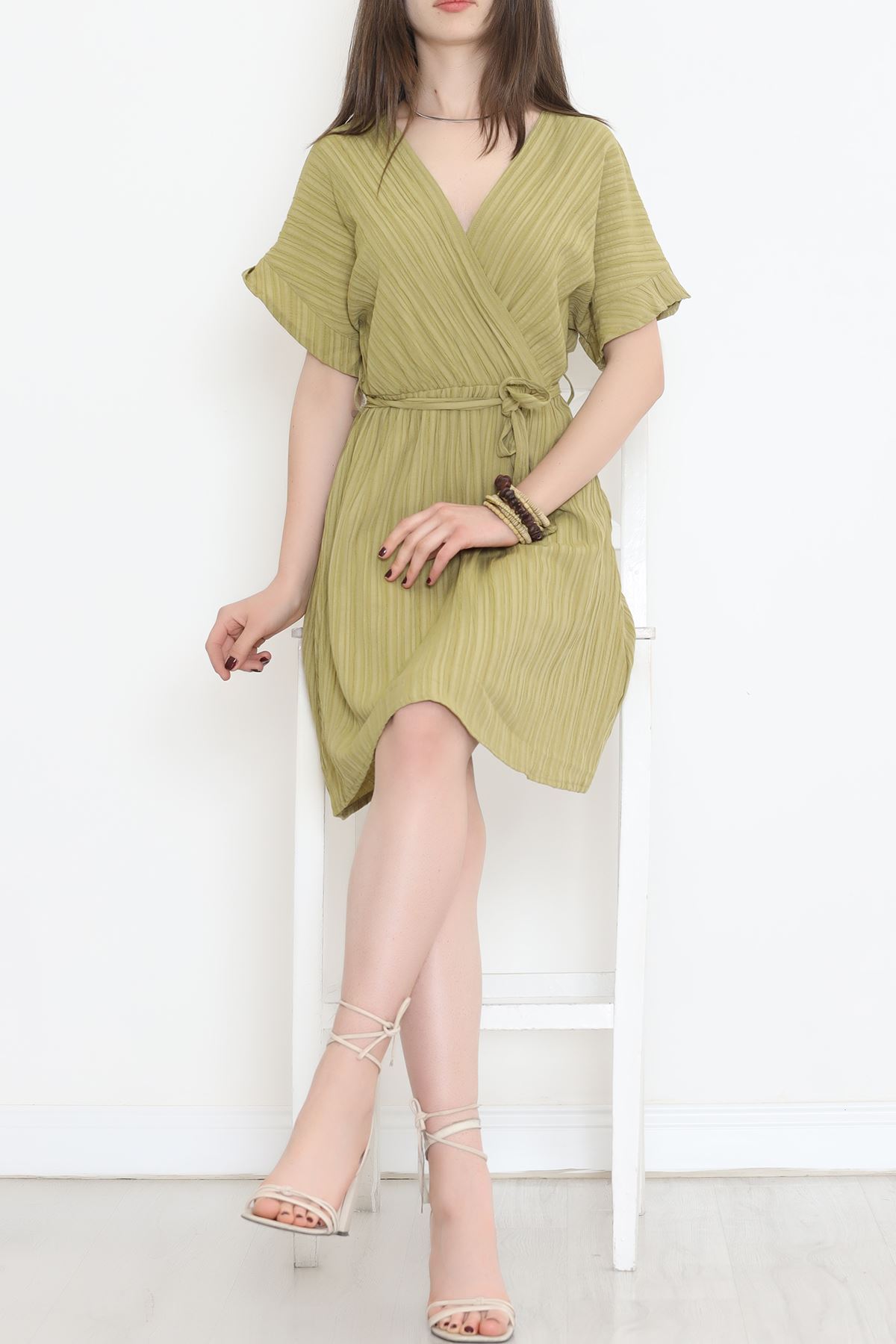 Double-breasted Collar Dress Green - 17368.701.