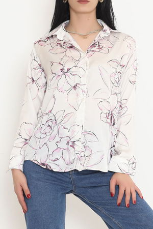 Patterned Satin Shirt Cream Pink - 18582.1247.