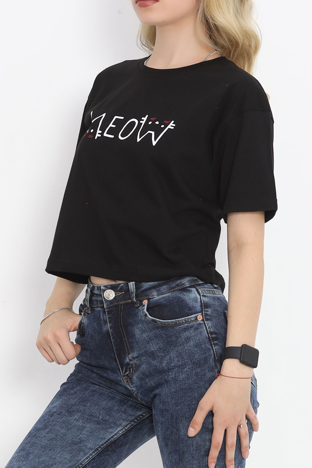 Printed Crop T-shirt Black - 16475.1567.