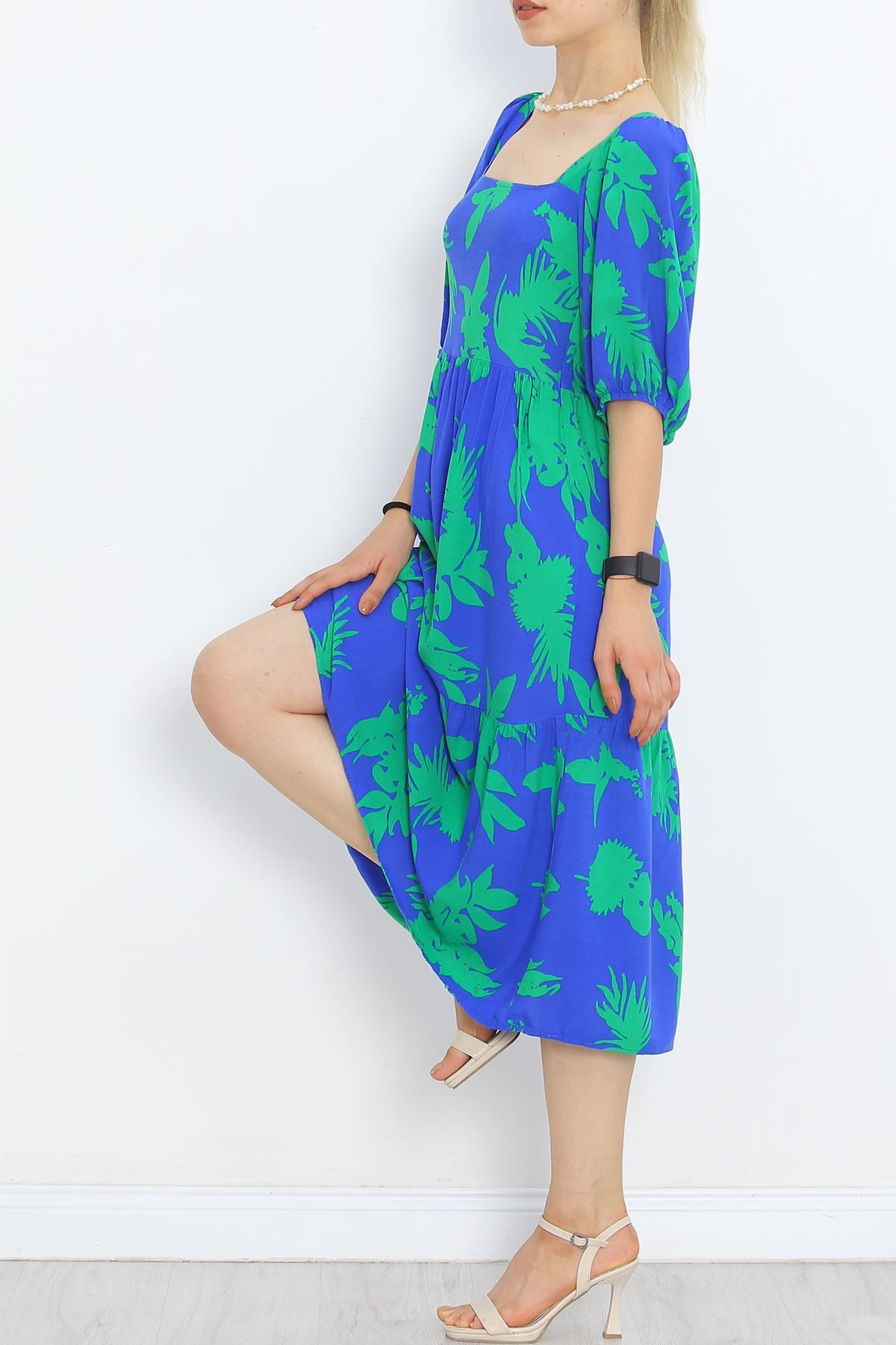 Square Neck Dress Saksy Green - 958.1247.