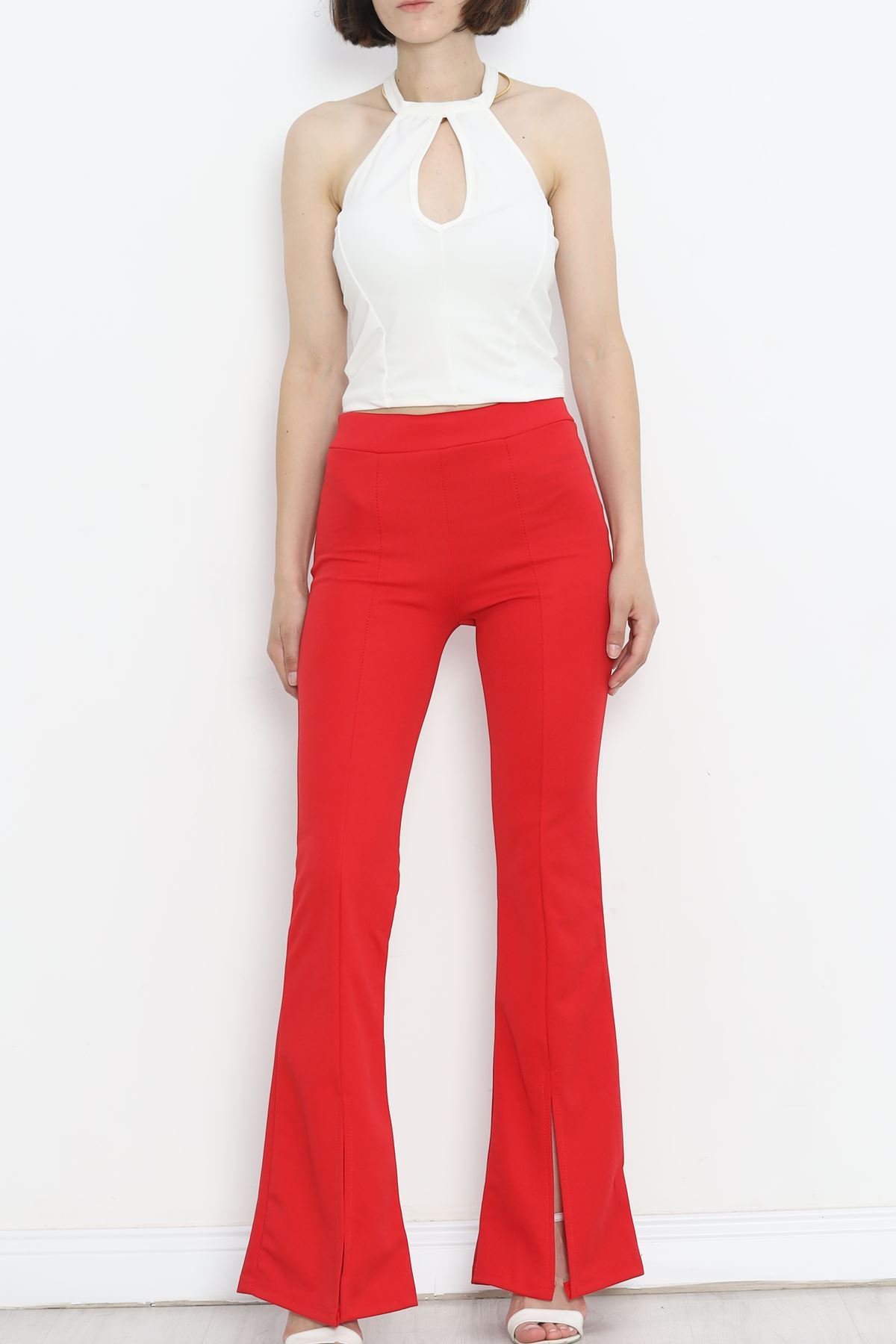 Slit Flared Trousers Red - 16702.1355.