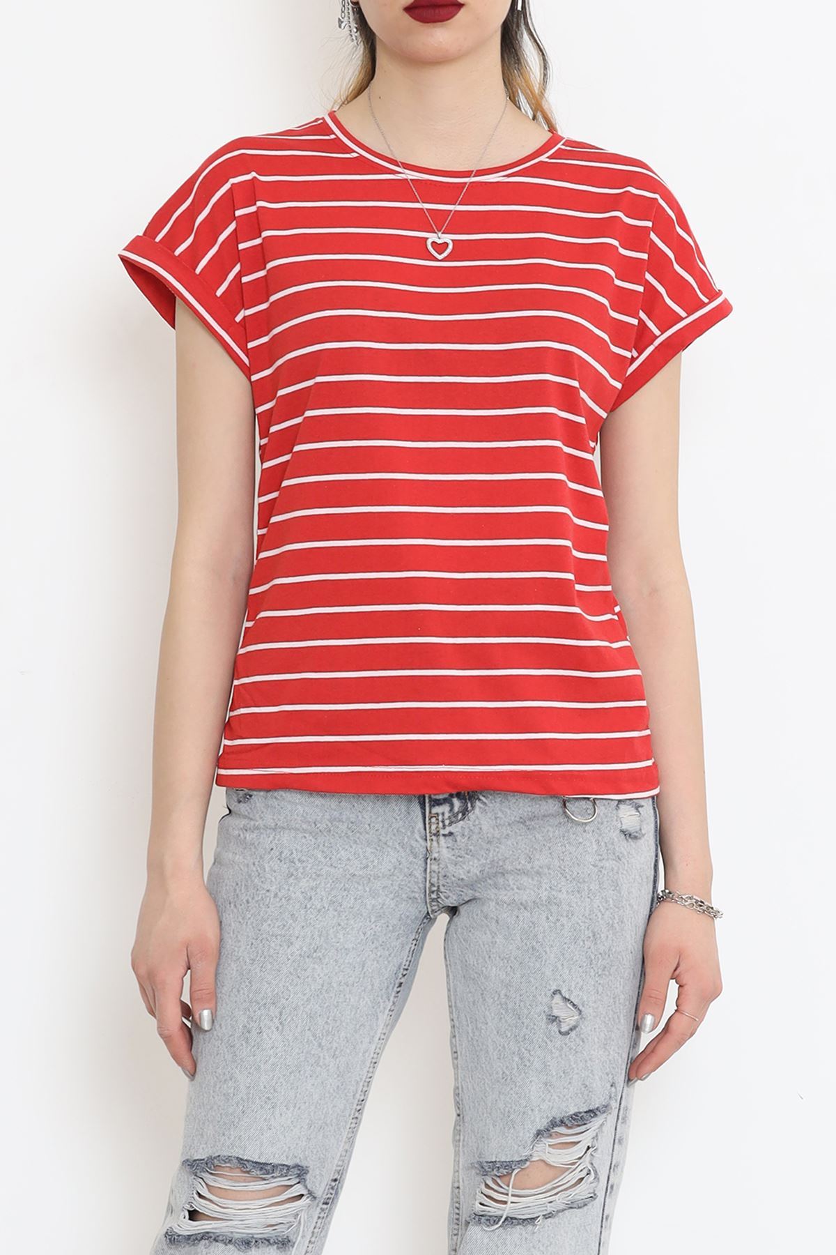 Single Jersey Striped Duplex T-Shirt Red - 15918.1567.