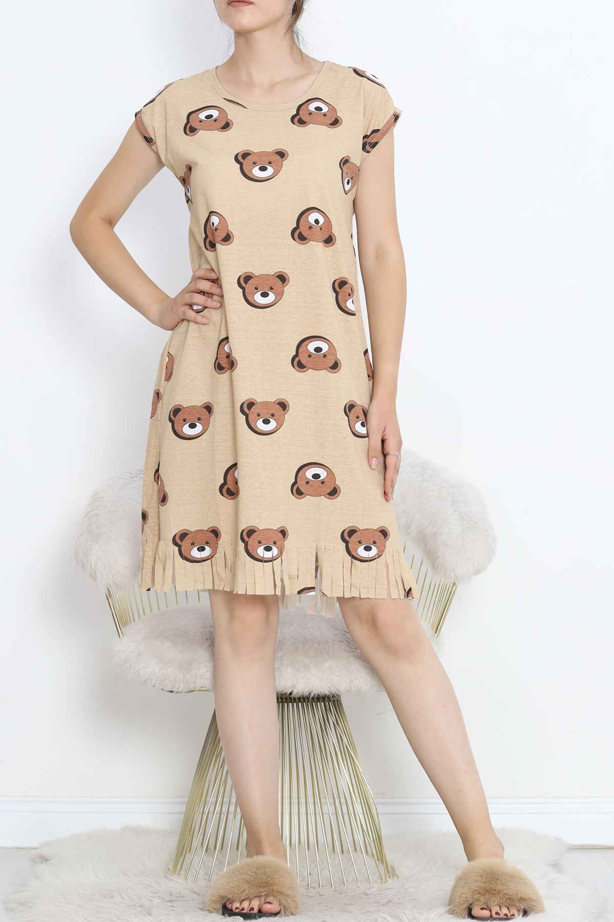 Printed Rotation Tasseled Dress Coffee - 263.1287.