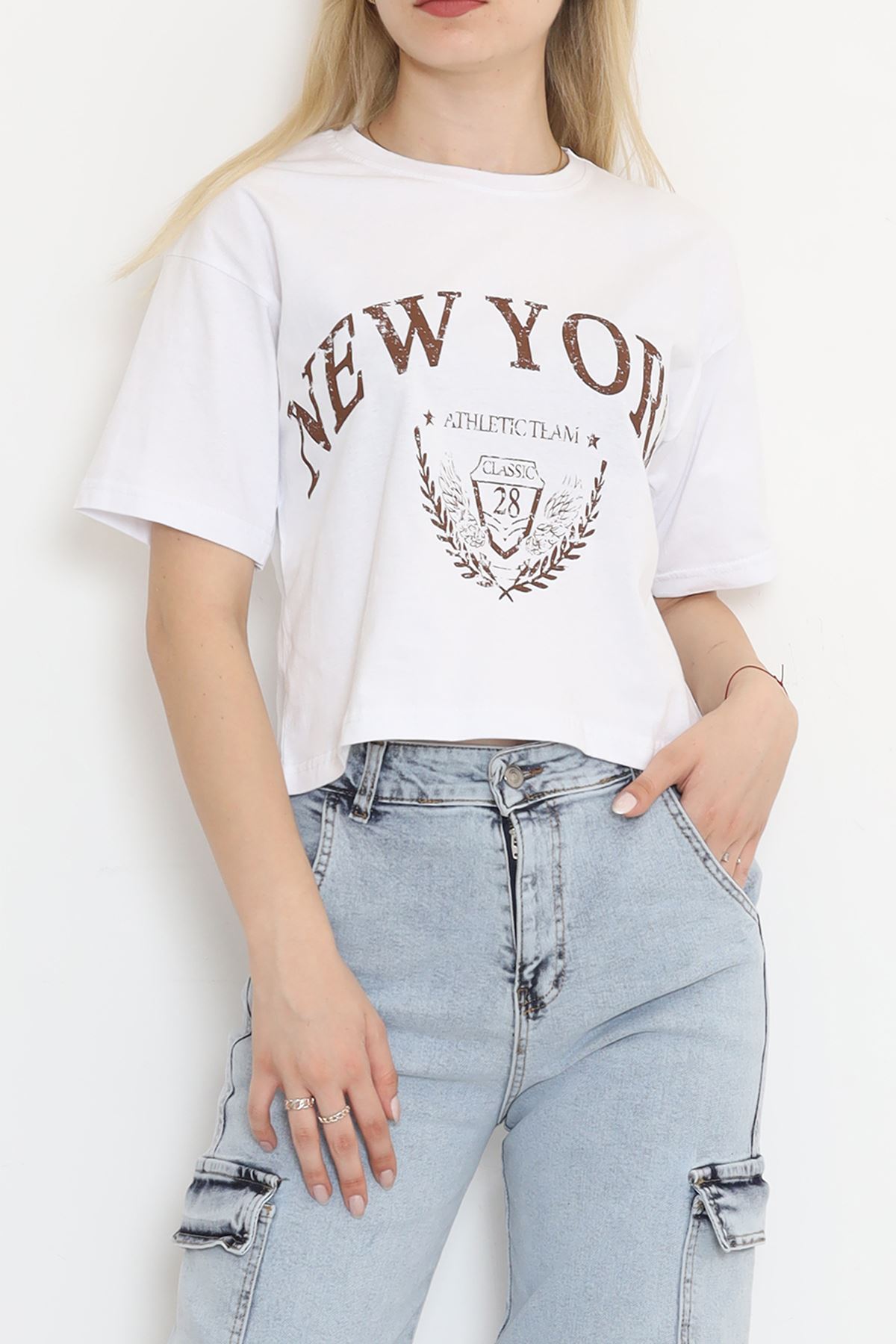 Printed Crop T-shirt White - 16471.1567.