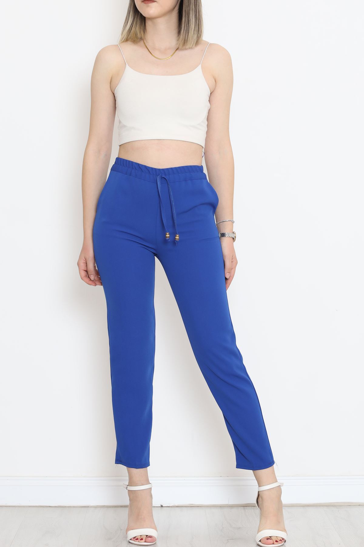 Crepe Lace-up Detailed Pants Saks - 152429.1778.