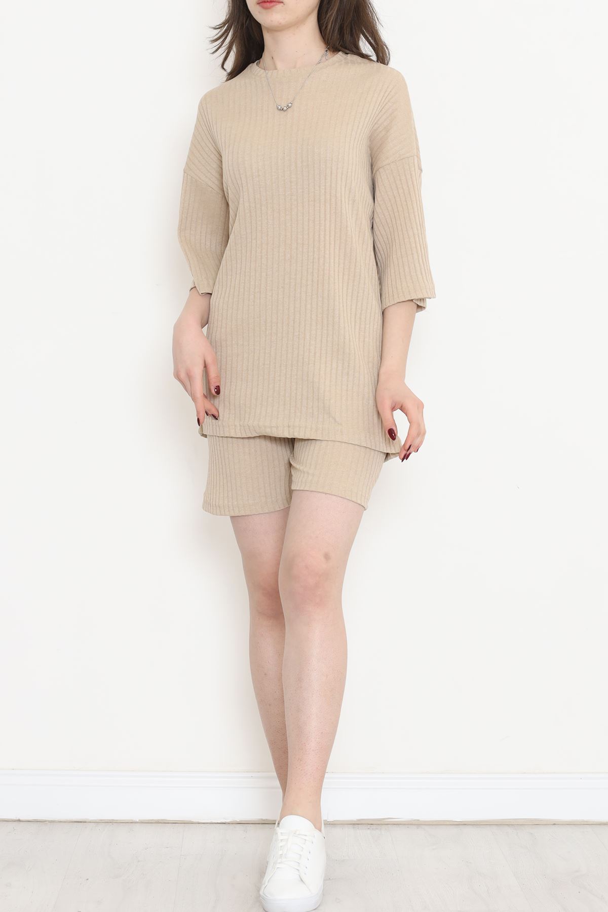 Crew Neck Shorts Set Beige - 11552.1567.