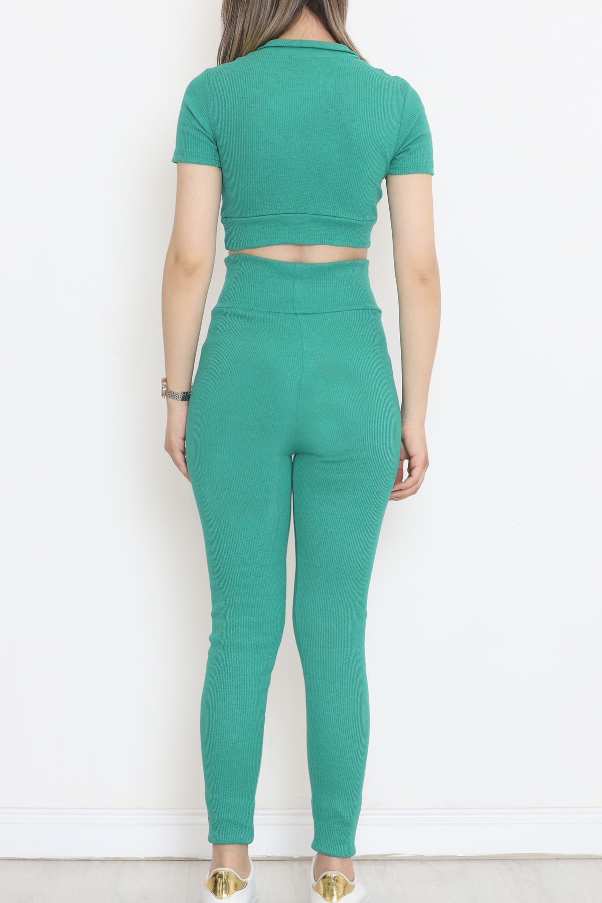 Camisole Zippered Short Sleeve Set Green - 18517.1567.