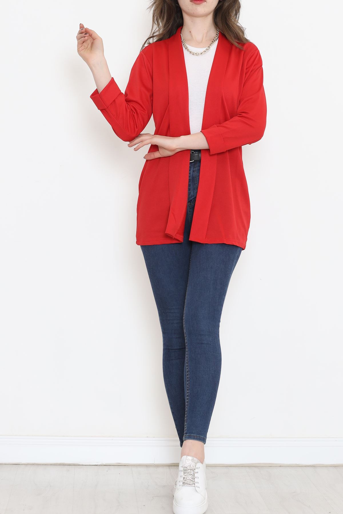 Knitted Crepe Jacket Red - 1185.1095.