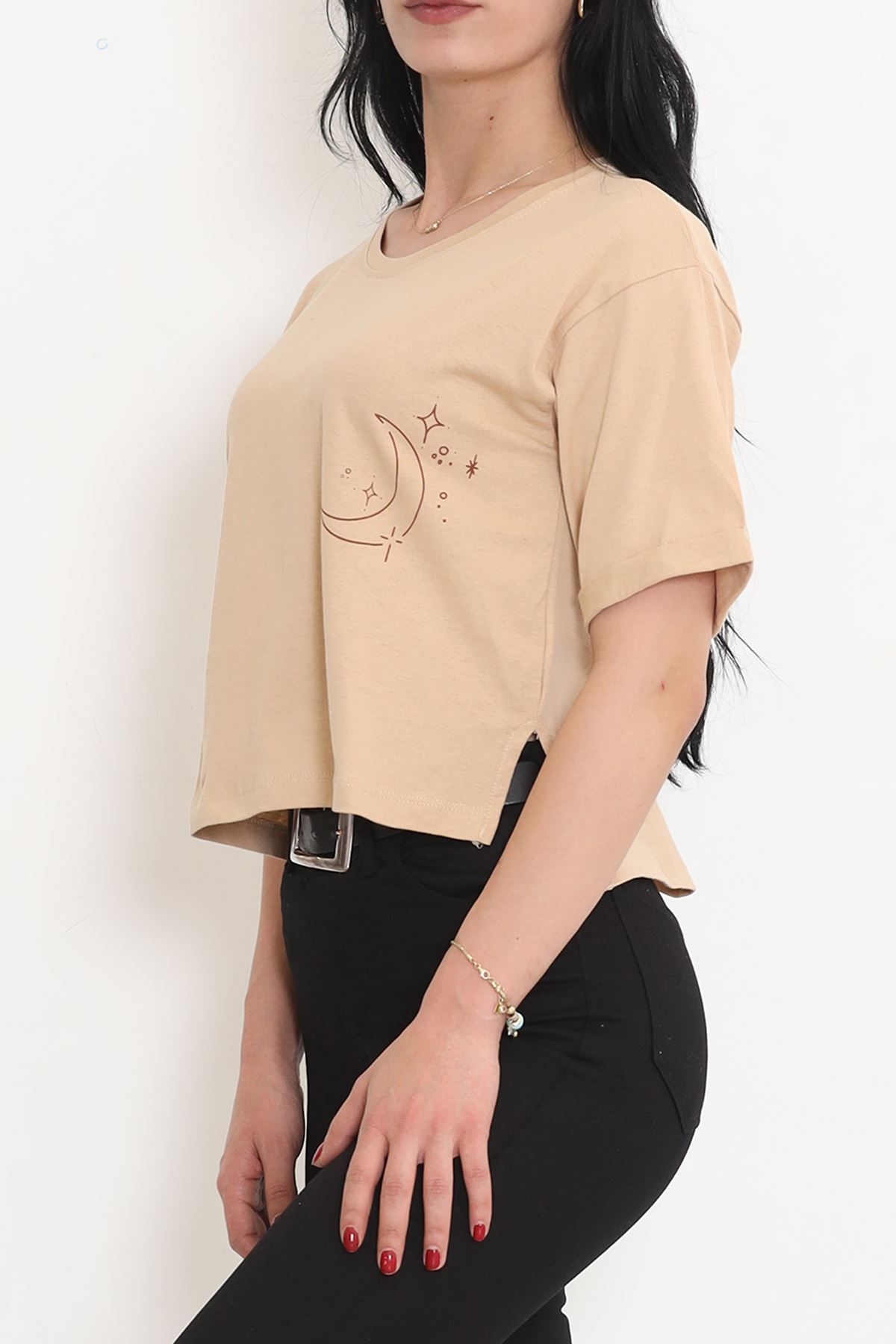 Printed Crop T-shirt Mink - 18667.1567.