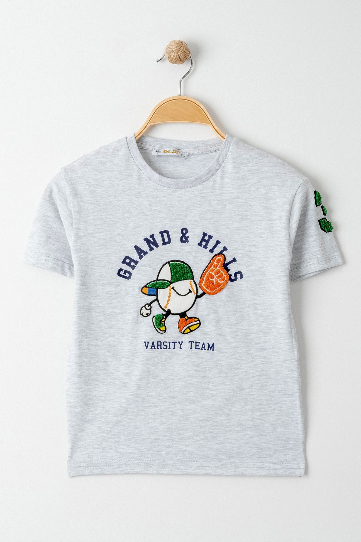 3-7 Years Embroidered Kids T-Shirt Gray - 224787.1576.