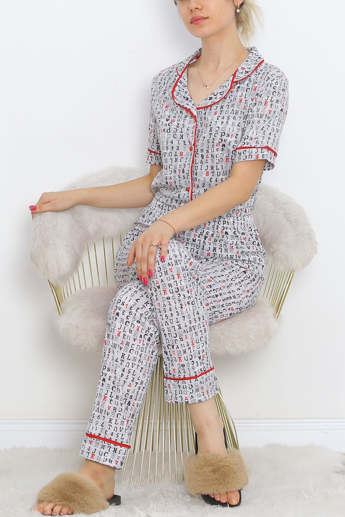 Button Pajama Set Gris Black - 18948.1567.