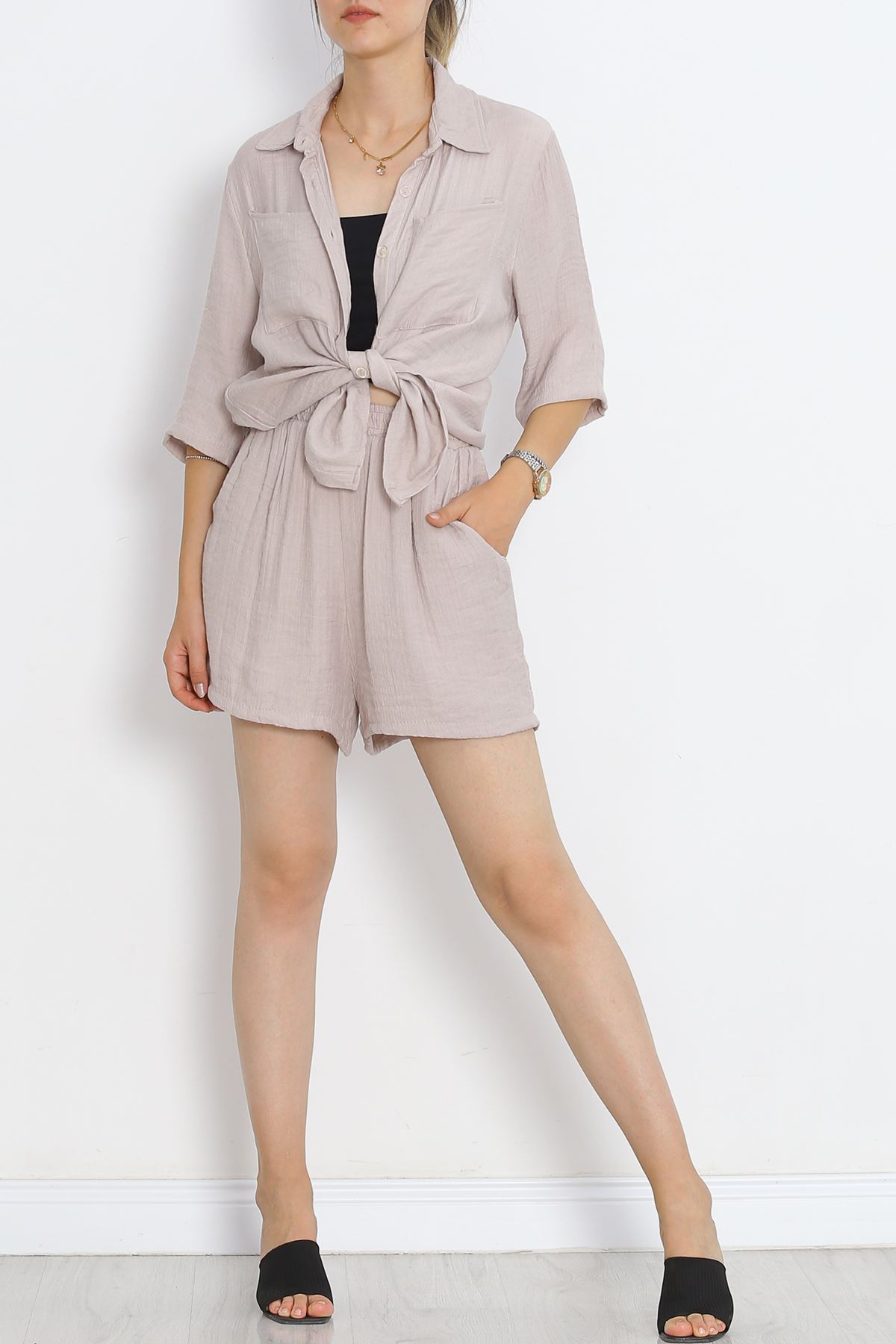 Linen Shorts Set Beige - 1009.1247.