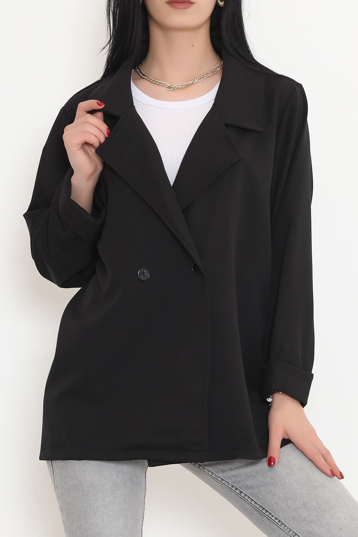 Oversize Button Jacket Black - 951.1247.