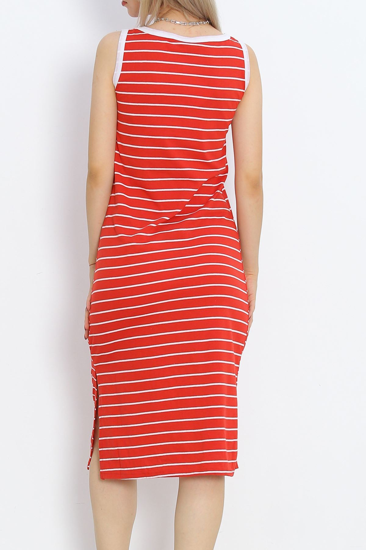 Striped Garnished Suprem Dress Red - 15922.1567.