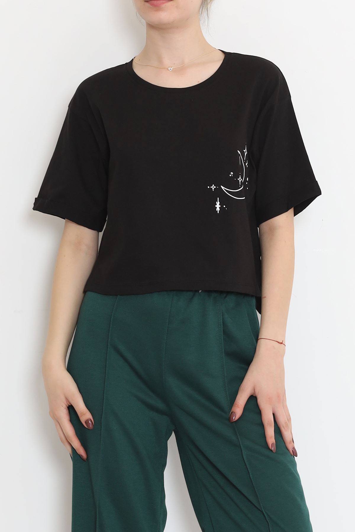 Printed Crop T-shirt Black - 18667.1567.