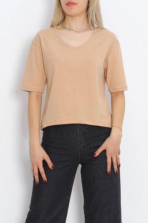 V-neck T-shirt Beige - 18912.1567.