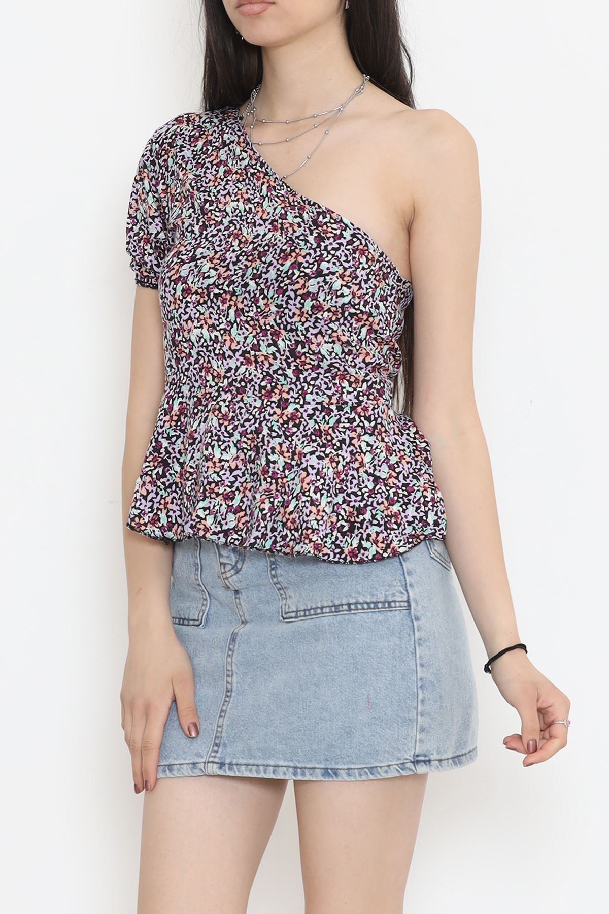 Waist Ruffle Blouse Lilac Floral - 18483.1153.