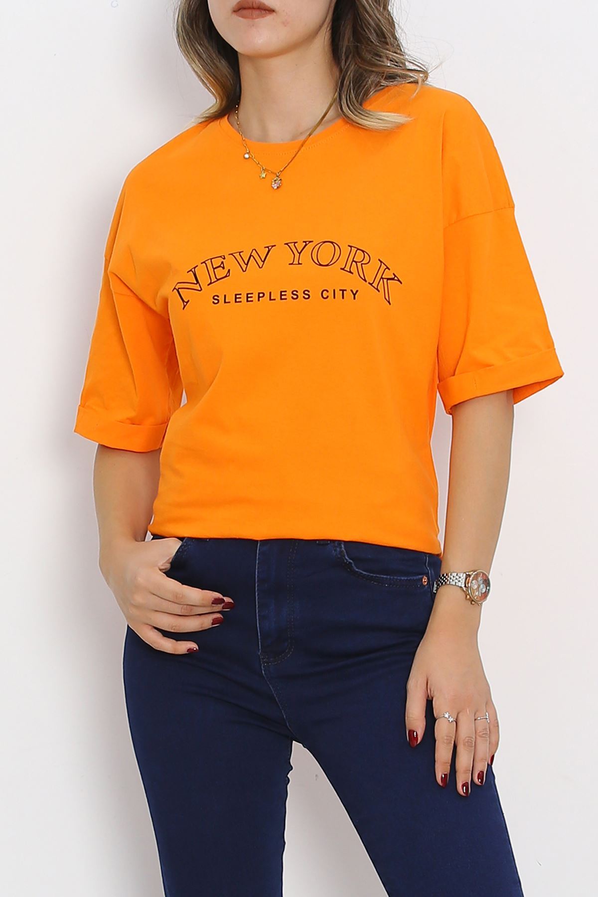 Printed Double Sleeve T-Shirt Orange - 16560.1567.