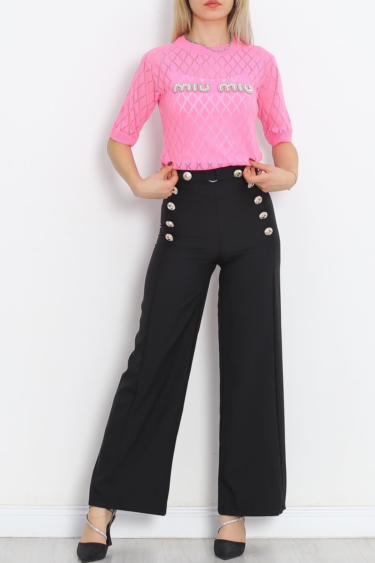 Button Detailed Pants Black - 20826.683.