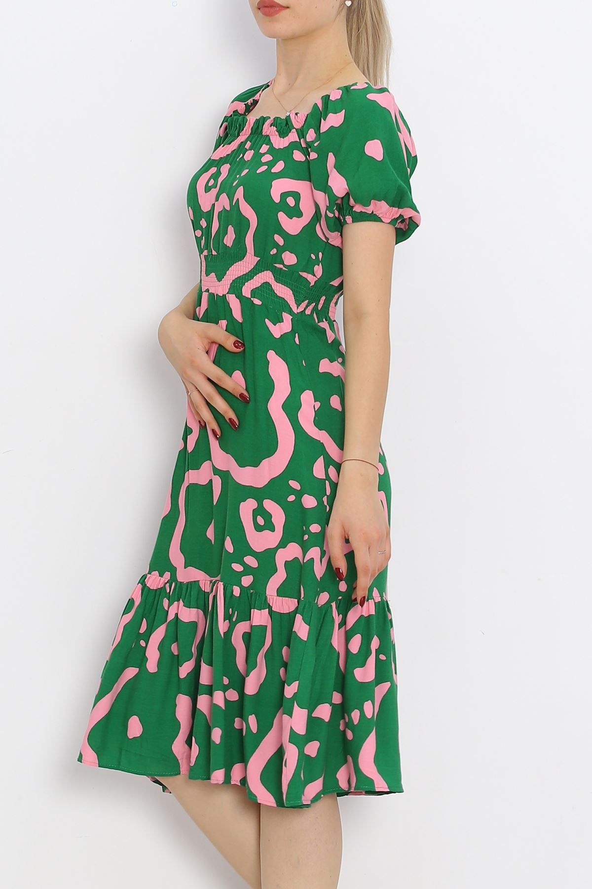 Madonna Collar Dress Green Pink - 18935.1247.