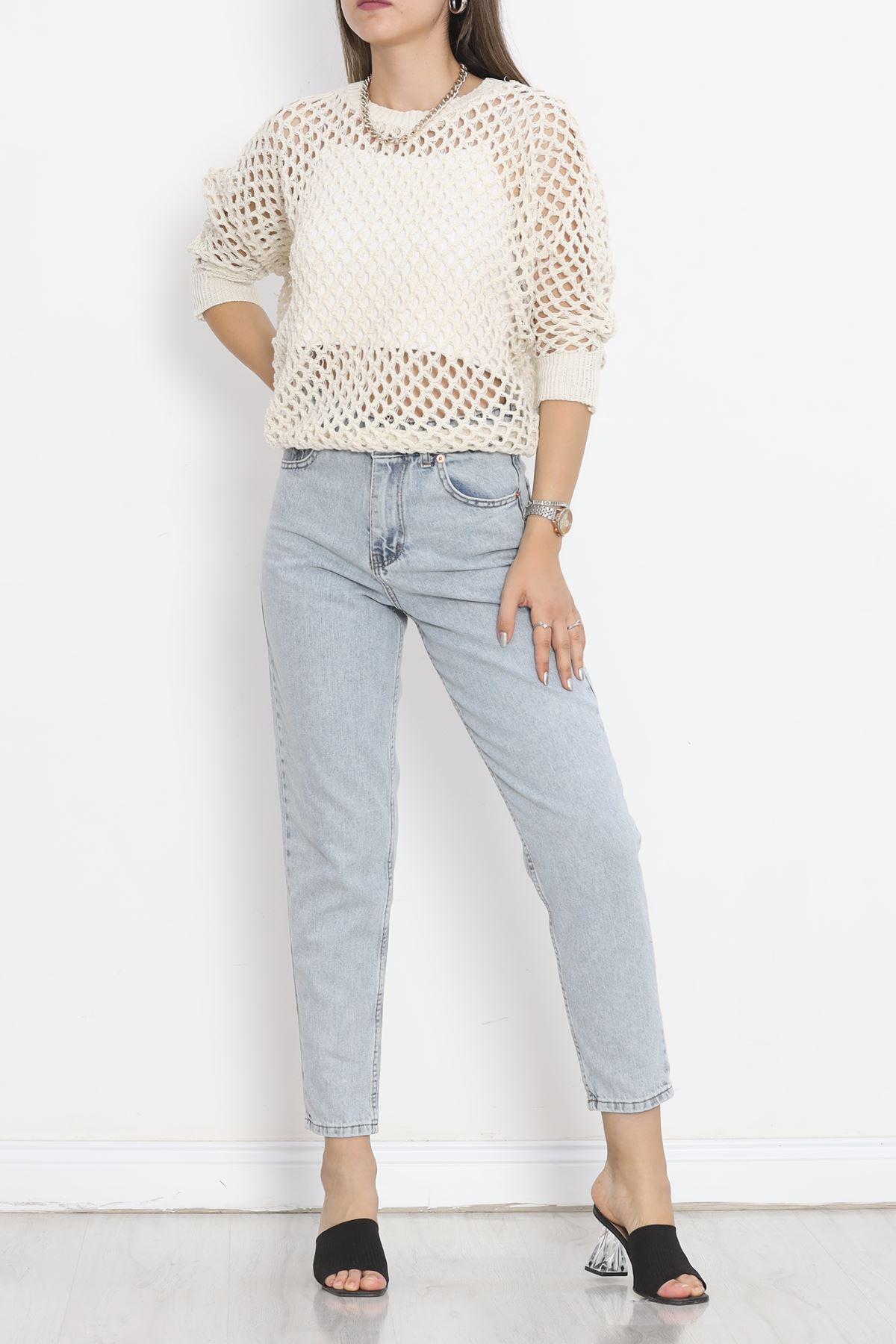 Perforated Sweater Cream - 18835.1247.