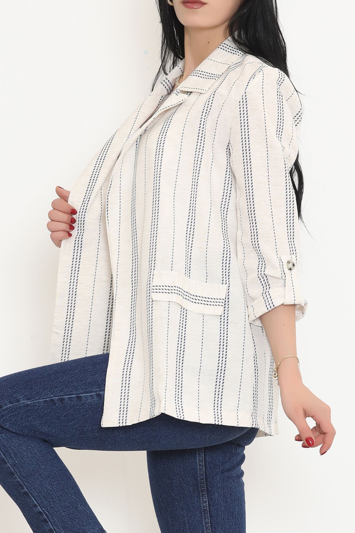 Linen Striped Jacket Ekrumavi - 1024.1247.