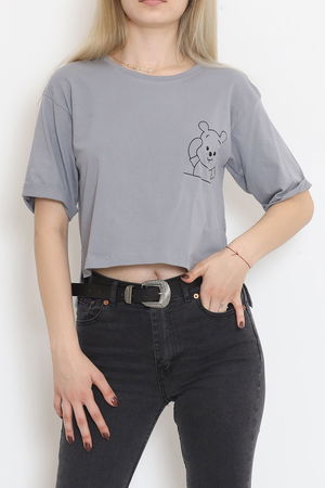 Printed Crop T-shirt Smoked - 16491.1567.