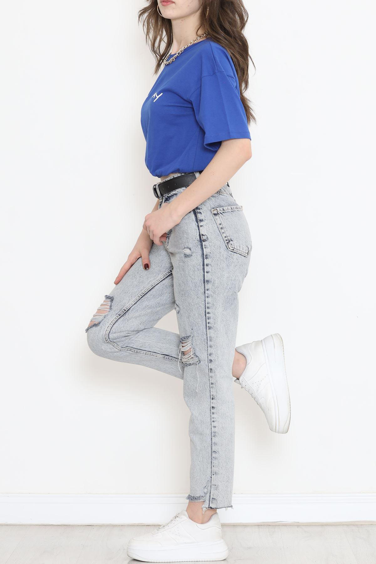 Crop T-shirt with elastic waist - Saks - 16550.1567.