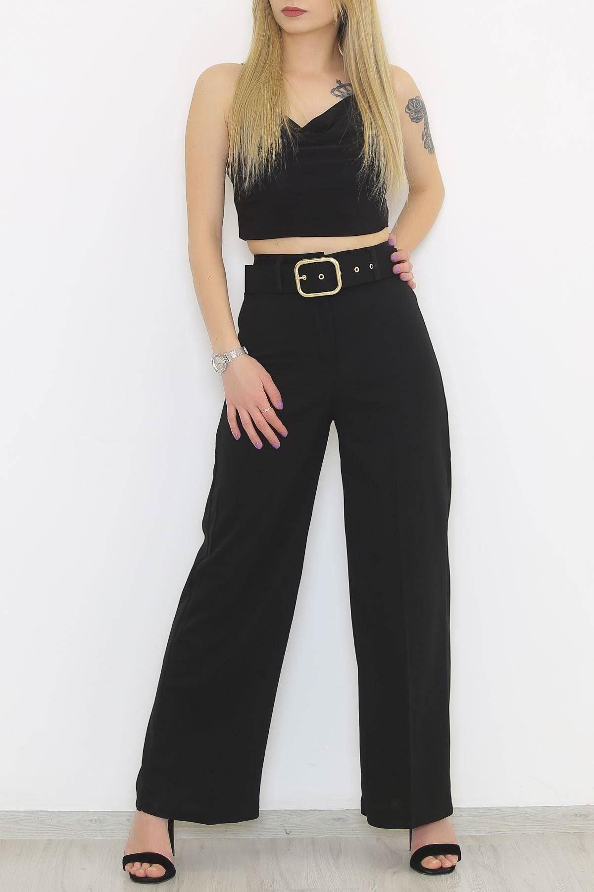 Belted Palazzo Pants Black - 24194.683.