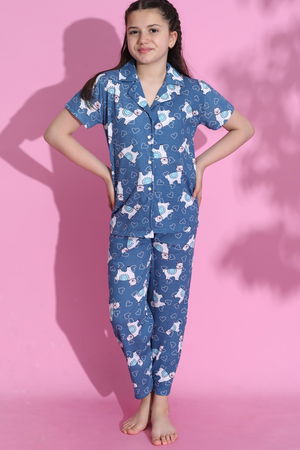 4-13 Age Children's Pajama Set Dark Blue - 403.1287.