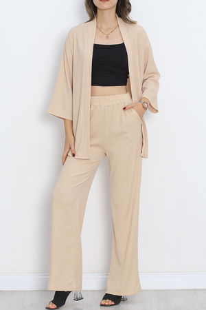 Long Kimono Suit Beige - 722.1247.