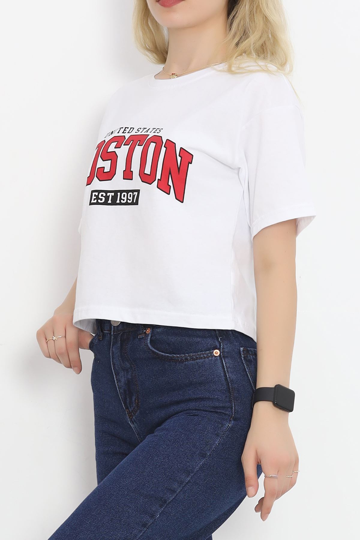 Printed Crop T-shirt White - 16473.1567.