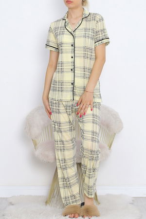 Polyviscose Interlock Short Sleeve Pajama Set in Yellow - 927.1287.