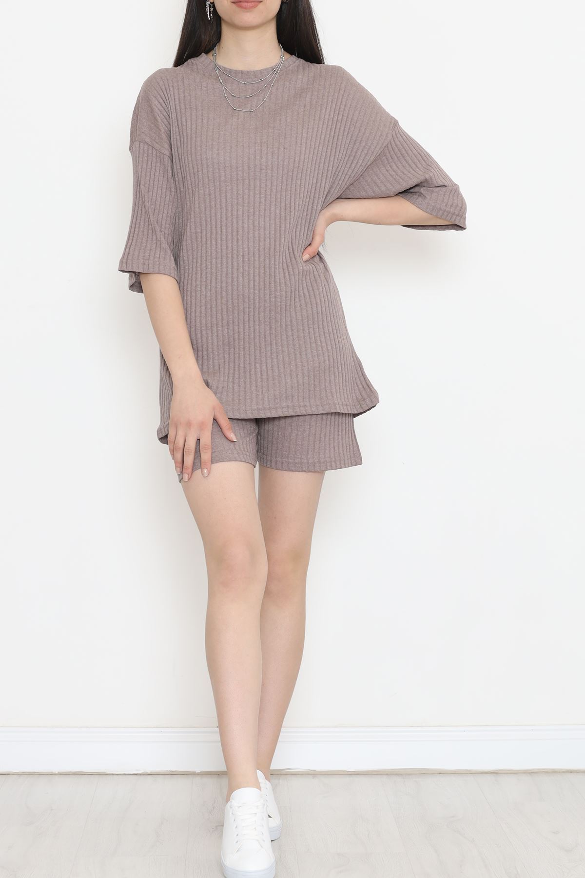 Crew Neck Shorts Set Mink - 11552.1567.