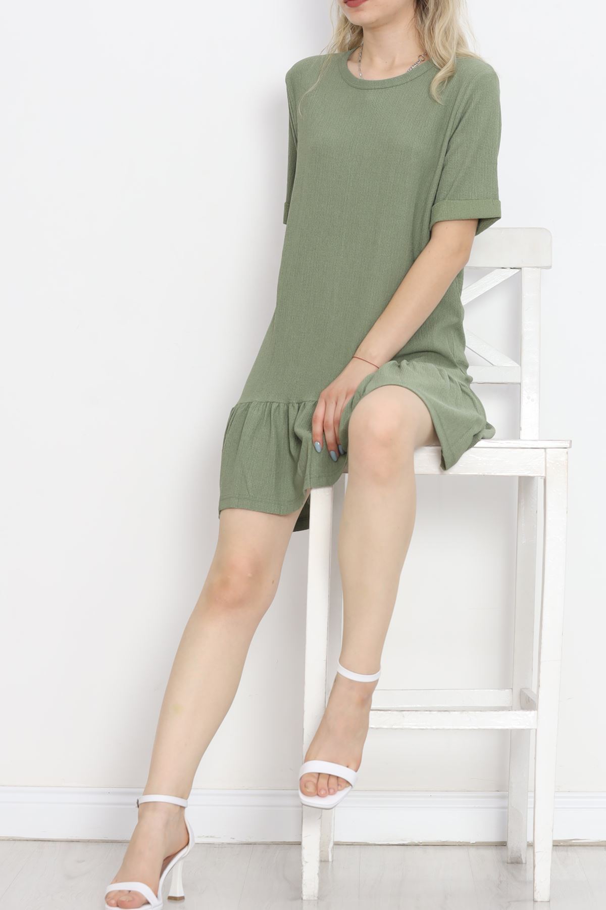 Short Sleeve Burümcük Dress Khaki - 18877.1059.