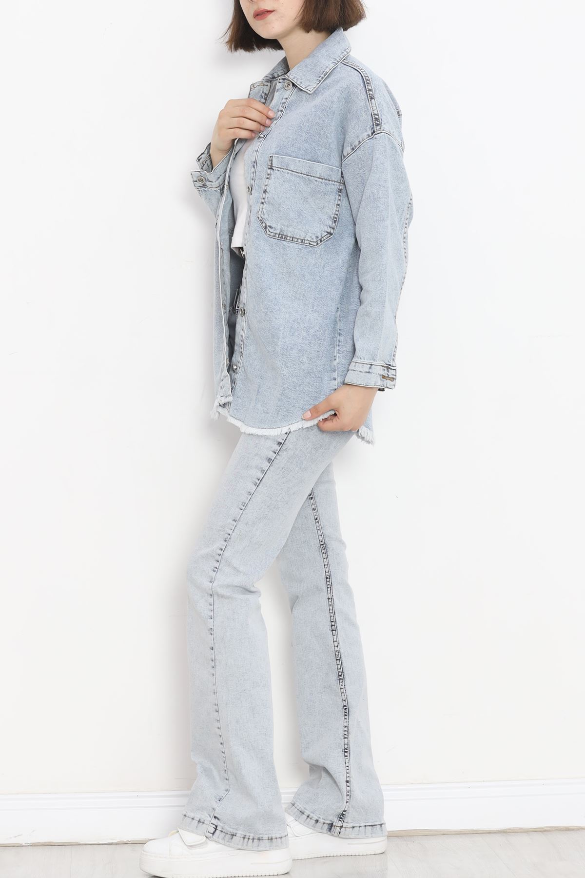 Tasseled Denim Jacket Ice Blue - 10004.1778.