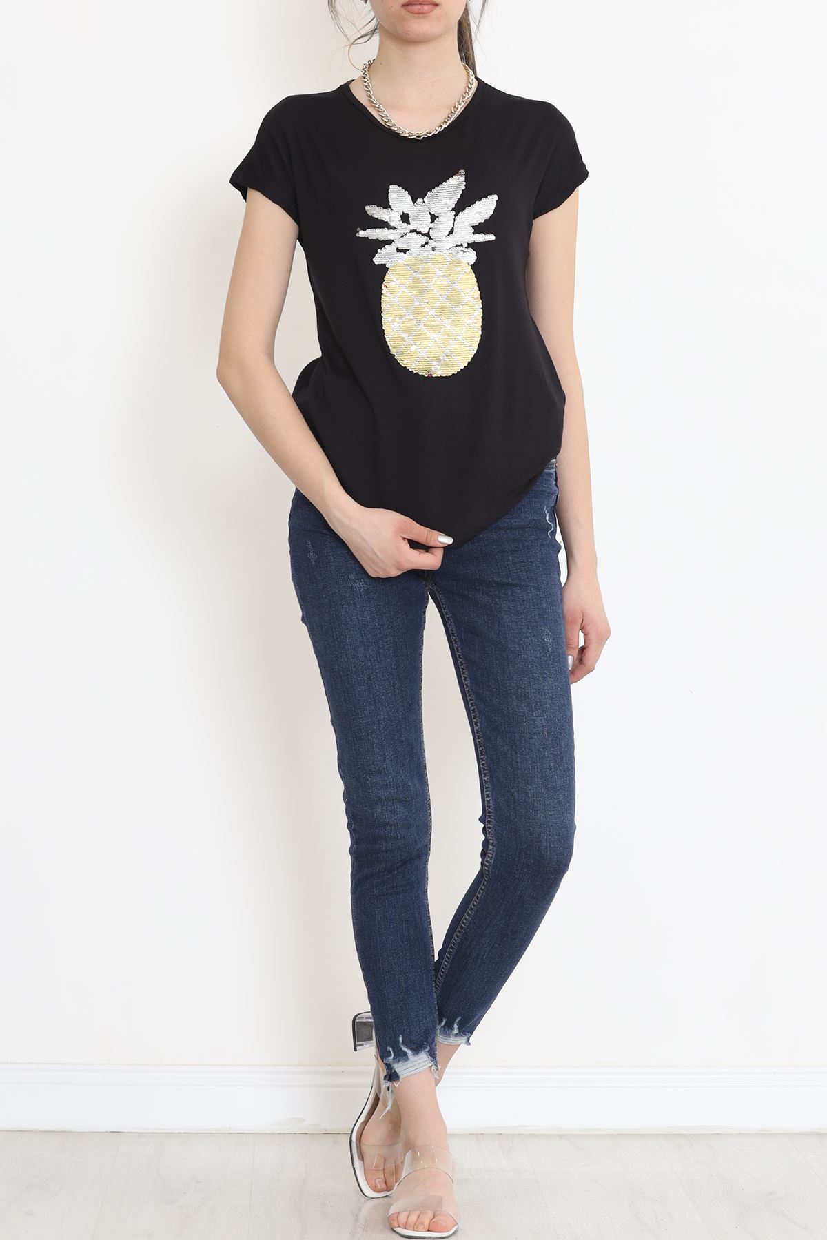 Pineapple Sequin Blouse Black - 17125.599.