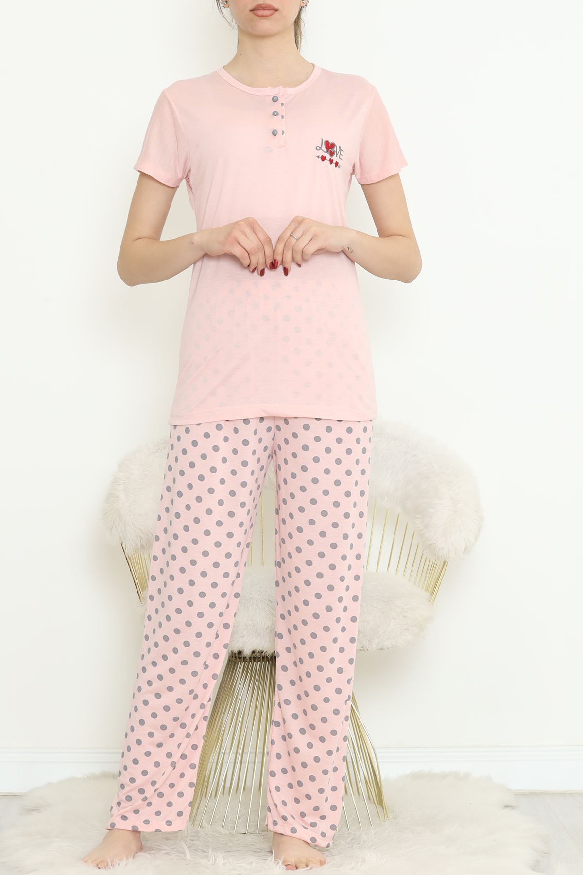 Button Pajama Set Pink - 704.1287.