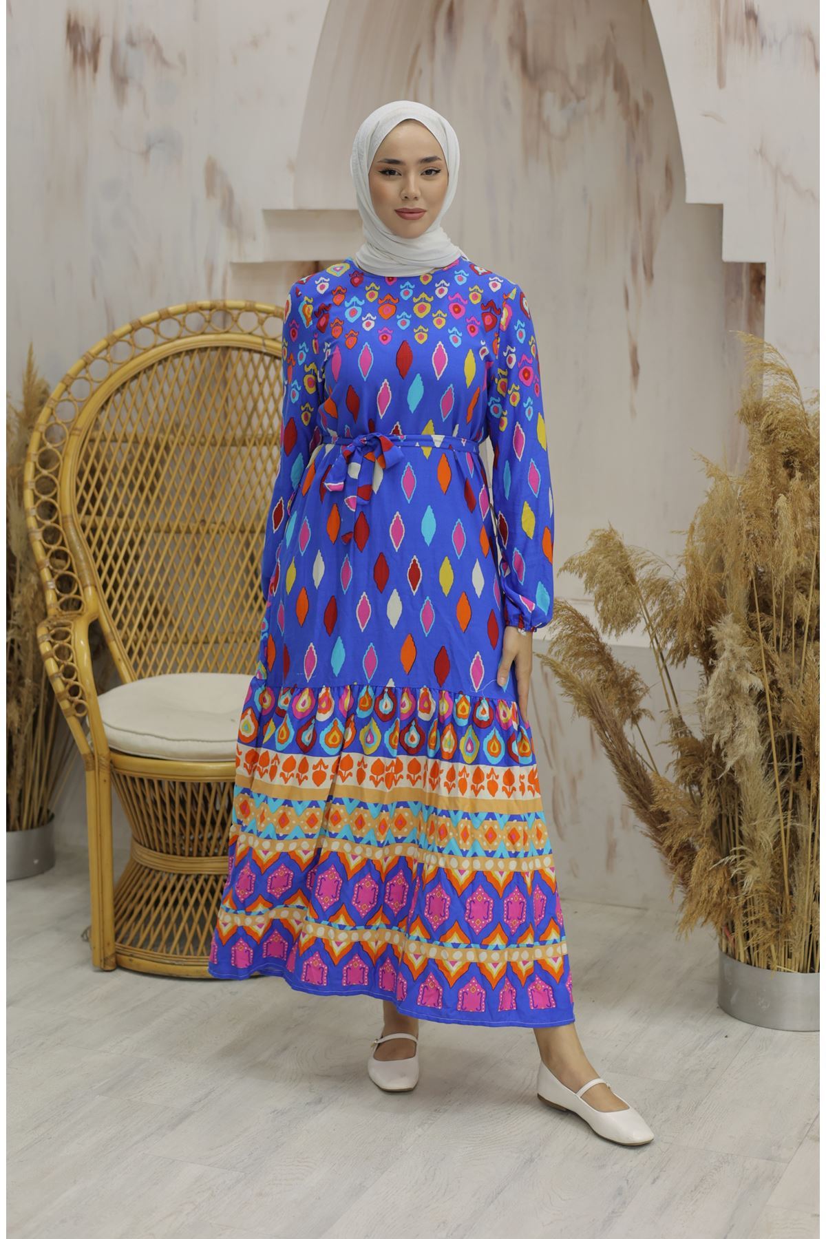 Coral Pattern Dress Blue - 20337.1778.