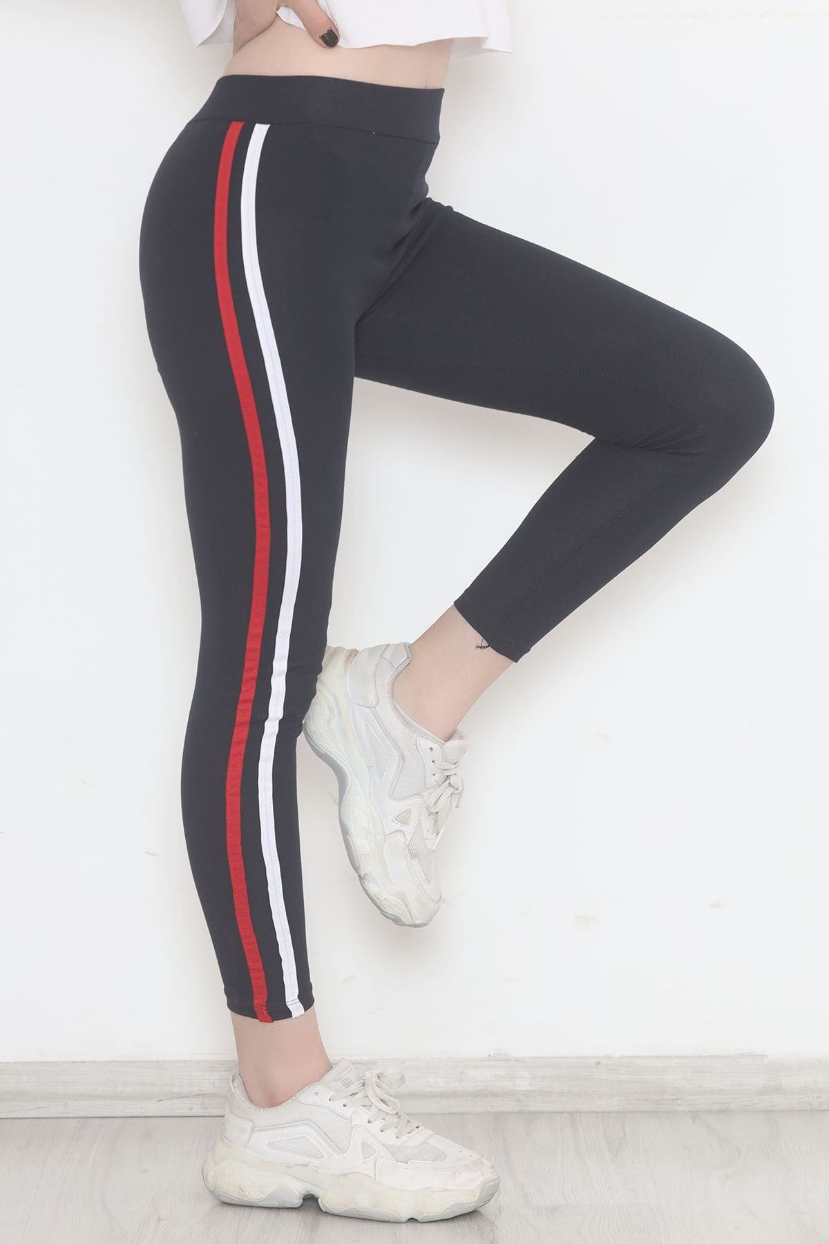 Double Stripe Ribbed Leggings Navy Red - 9948.1567.