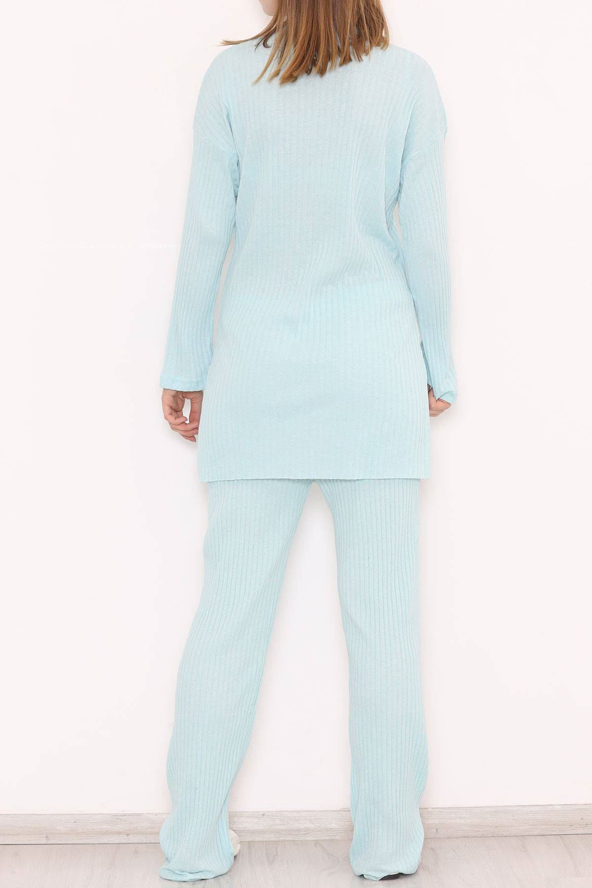 Long Sleeve Fitted Suit Turquoise - 10147.1567.