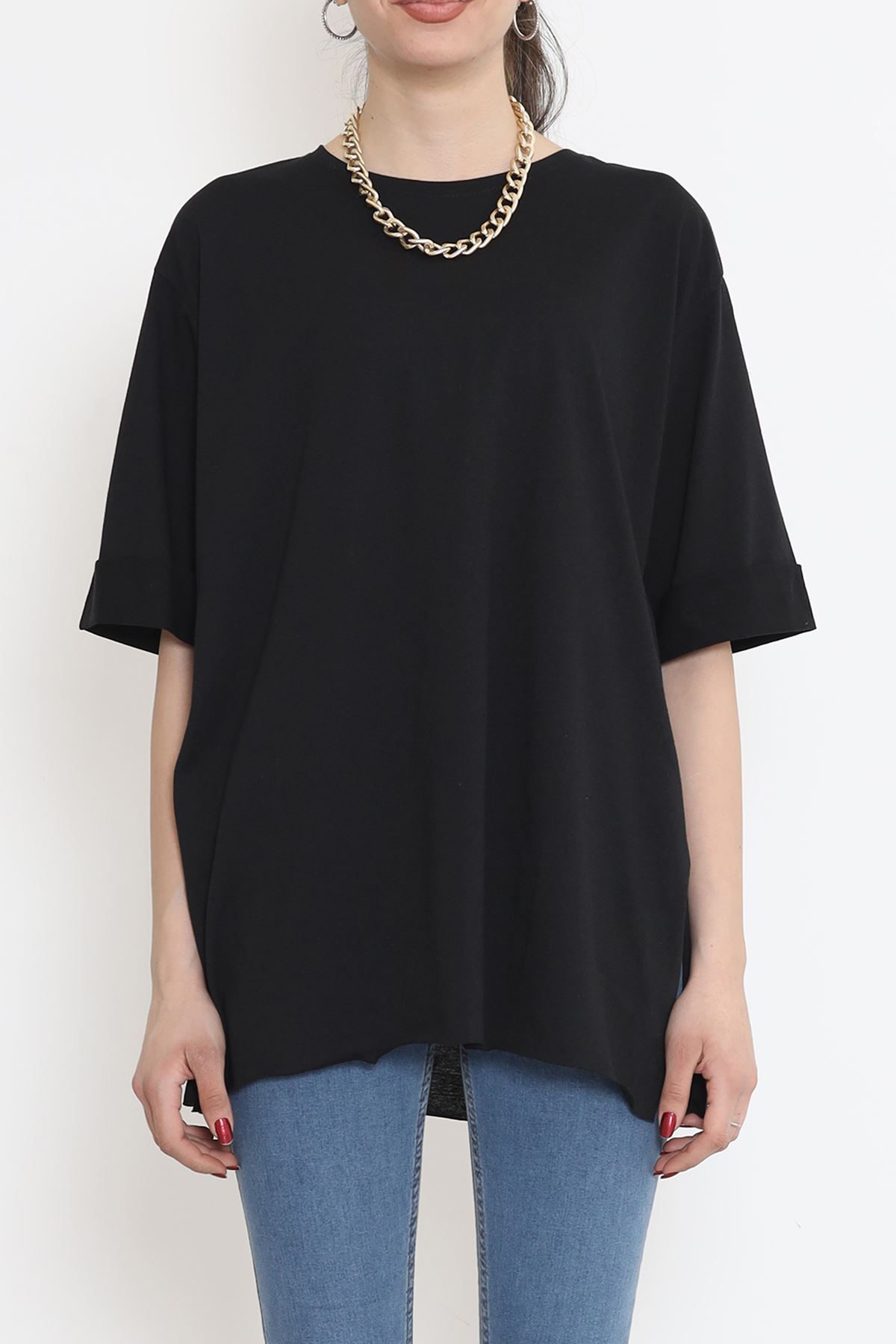 Plus Size Double Sleeve T-Shirt Black - 15788.253.