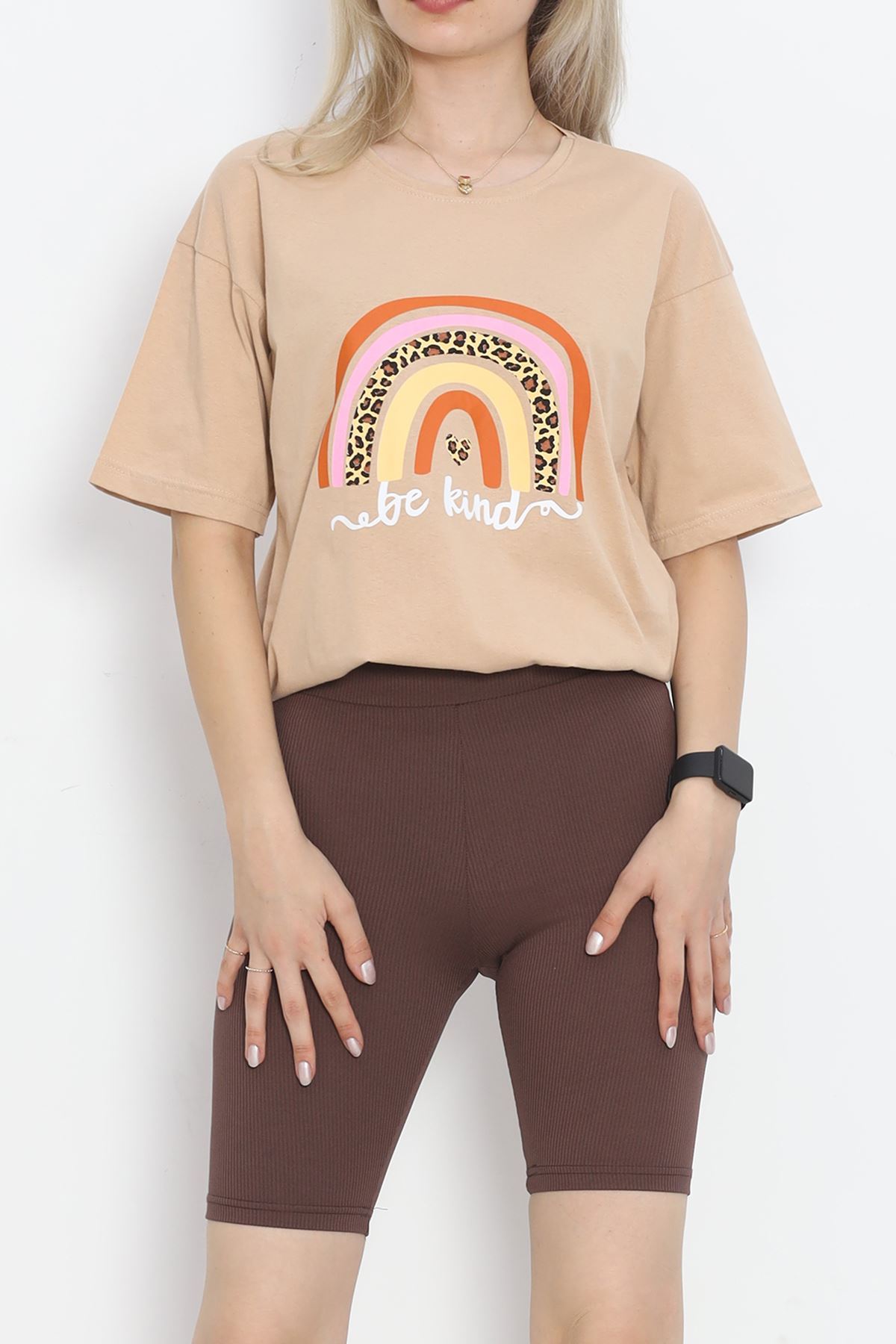 Printed Crew Neck T-shirt Mink - 16522.1567.